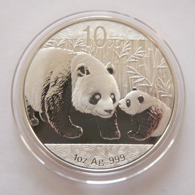 CHINY 10 YUAN 2011 PANDA UNCJA SREBRO