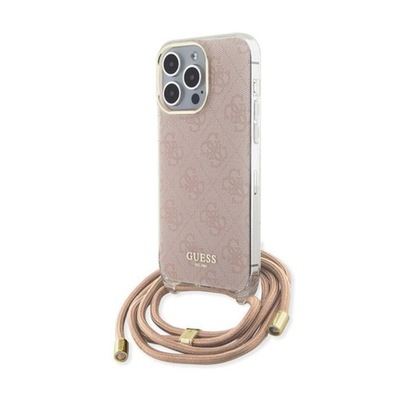 Etui iPhone 15 Pro Max różowe Guess Crossbody Cord 4G Print