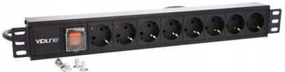 Listwa zasilająca PDU RACK 19" 8 gniazd Schuko Vidiline