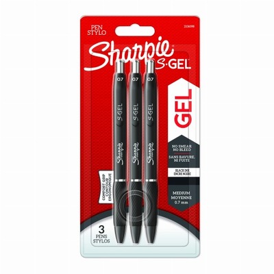 Sharpie Sharpie S-Gel 3 Szt. Czarne Na Blistrze