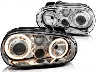 Лампы передние angel eyes хром vw golf 4 09.97-09.03 фото №1