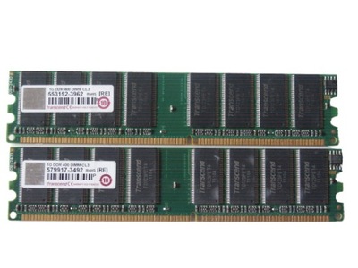 Pamięć DDR 2GB 400MHz PC3200 Transcend 2x 1GB Dual