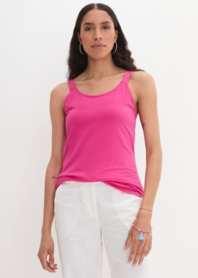 2C2A17 BONPRIX TOP BAWEŁNIANY NA REGULOWANYCH RAMIĄCZKACH RÓŻOWY 44/46