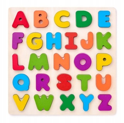 Układanka drewniana duże literki Nauka Alfabet Litery Montessorii Edukacja