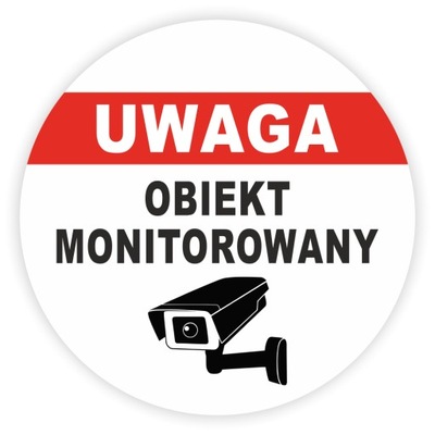 НАКЛЕЙКА OBIEKT MONITOROWANY КРУГЛАЯ ZNAK 10 CM