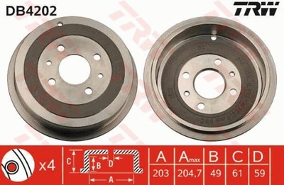 BŪGNINIAI STABDŽIAI STABDŽIŲ TRW AUTOMOTIVE DB4202 