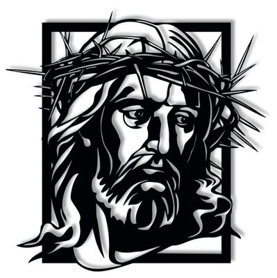 JEZUS W KORONIE 70cm dekoracja ścienna religijna SOLIDNA obraz DUŻY