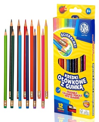 Astra kredki ołówkowe z gumką 12 kolorów