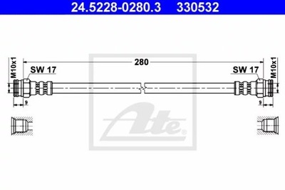 ATE 24.5228-0280.3 CABLE DE FRENADO PARTE TRASERA IZQUIERDA/DERECHA  