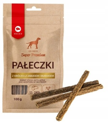 Maced Pałeczki Królik z jabłkiem burakiem 100g Naturalne Przysmaki dla psa