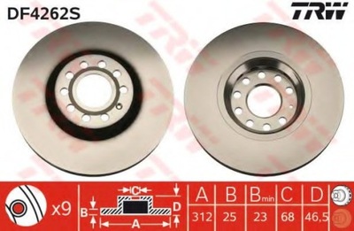 DISCO DE FRENADO PARTE DELANTERA AUDI A4 00- VW PASSAT 97-  