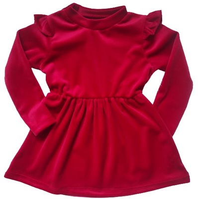 Czerwona welurowa sukienka dla dziewczynki 86-92