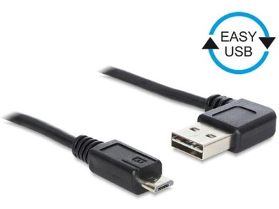 Kabel USB 2.0 Delock A(M) - micro B(M) 0,5m czarny kątowy lewo/prawo Easy-U