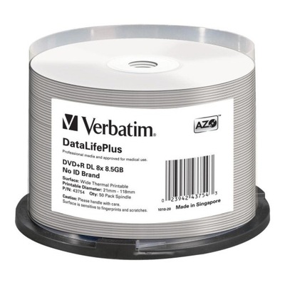 DVD+R DL Verbatim DataLife Plus 8.5GB 8x Wide Thermal Printable (Spindle 50
