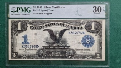 1 dolar USA 1899 Silver Certificate PMG 30 EPQ RZADKI!