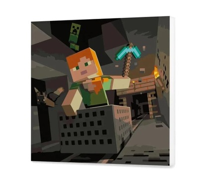 Minecraft Ciemna Kopalnia Obraz do Malowania 40x40