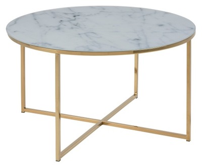 Dekoracyjny stolik kawowy 80 cm Szklany blat Stół