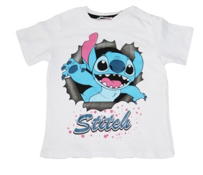 T-SHIRT BLUZKA STITCH R 128 biały