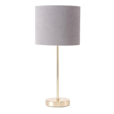 Ozdobna lampka nocna na biurko szary abażur metal