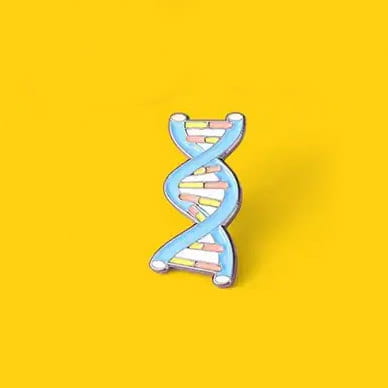 Przypinka metalowa - łańcuch DNA