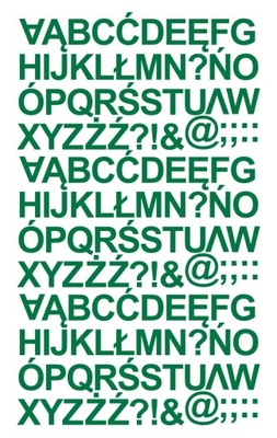 5cm alfabet Naklejki. Trawiasto zielone 159szt.
