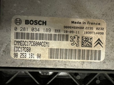 КОМПЬЮТЕР БЛОК УПРАВЛЕНИЯ ДВИГАТЕЛЯ 9806460480 CITROEN PEUGEOT BOSCH 281034189