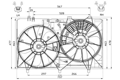 NRF VENTILADOR DEL RADIADOR CON CUERPO LEXUS RX 3.5 01.09-09.15  