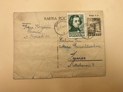 Kartka Pocztowa Żywiec Chrzanów 1947 r.