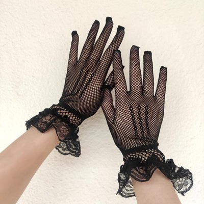 25 cm modne koronkowe damskie rękawiczki kabaretki z pełnym palcem