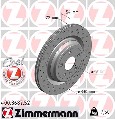 ZIMMERMANN 400.3687.52 DISKU STABDŽIŲ 