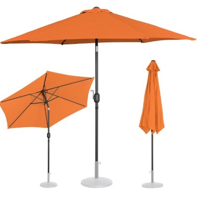 Parasol ogrodowy tarasowy okrągły uchylny z korbką śr. 270 cm pomarańczowy