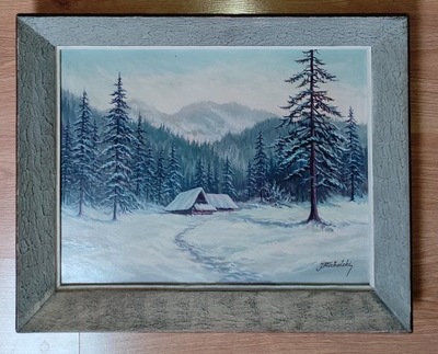 Obraz zimowy pejzaż 60 x 49 cm SPK