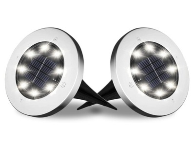 2x Lampa Solarna Ogrodowa LED Gruntowa Wbijana IP44 Dysk Solarne Lampki