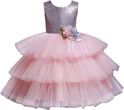 sukienka różowa dla dziewczynki na wesele 104 110