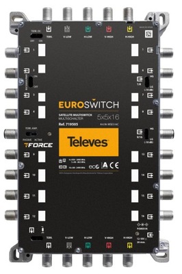 MultiSwitch 5/16 Wyjść Televes 719505 EuroSwitch TV SAT 12V do Anten DVB-T2