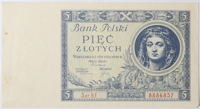 Banknot 5 Złotych - 1930 rok - Ser. BF 8886857