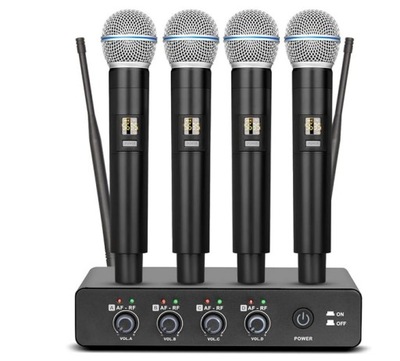4 mikrofony Karaoke 4-kanałowy system mikrofonów bezprzewodowych