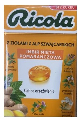 CUKIERKI BEZ CUKRU IMBIR MIĘTA RICOLA