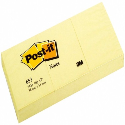 Karteczki samoprzylepne Post-it Żółte 38x51 mm x3