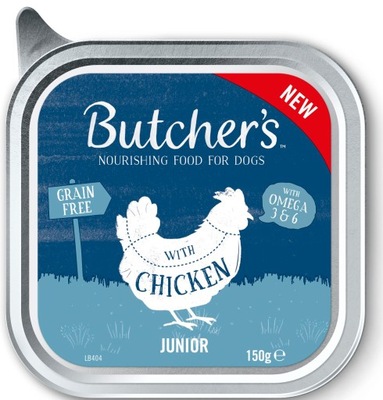 Mokra karma dla psa Butchers Original Junior kurczak pasztet tacka 150g