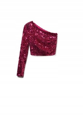 CEKINOWY TOP NA JEDNO RAMIĘ R.xL B340025