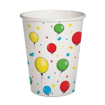 KUBECZKI PAPIEROWE BALONY 0,25L 8 SZT URODZINY