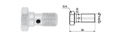 ŚRUBA PRZEWODU ELASTYCZNEGO - 10X1,25/30/S14 / Z PODKŁADKAMI MIEDZIANYMI/ S