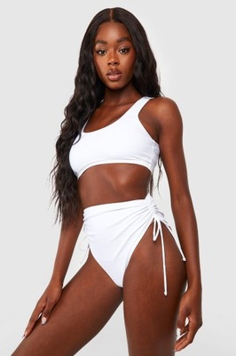 BOOHOO BIAŁY DÓŁ OD BIKINI MARSZCZENIE S5S NG6__XXL