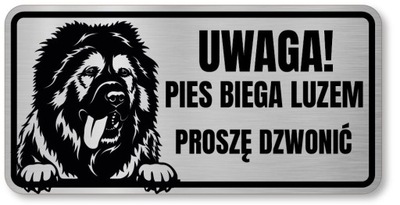 Tabliczka Uwaga pies - Owczarek Kaukaz