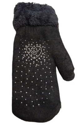 Rękawiczki damskie ocieplane z futerkiem czarne