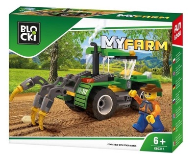 KLOCKI BLOCKI MYFARM TRAKTOR Z PŁUGIEM 85 EL.