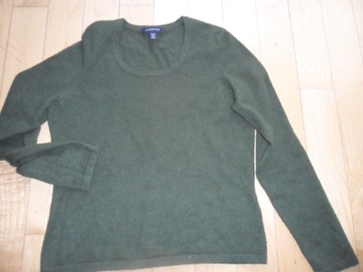 Land'end-zielony kaszmirowy sweter S/100% kaszmir