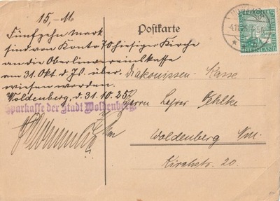 Faktura - Woldenberg - Dobiegniew - 1925