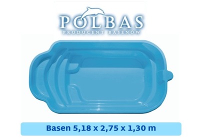 Basen do wkopania 5,18 x 2,75 x 1,30 poliestrowy ogrodowy